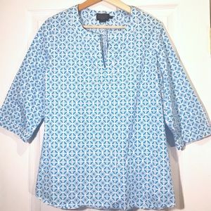 Pendleton Blue and White Geometric Print atop